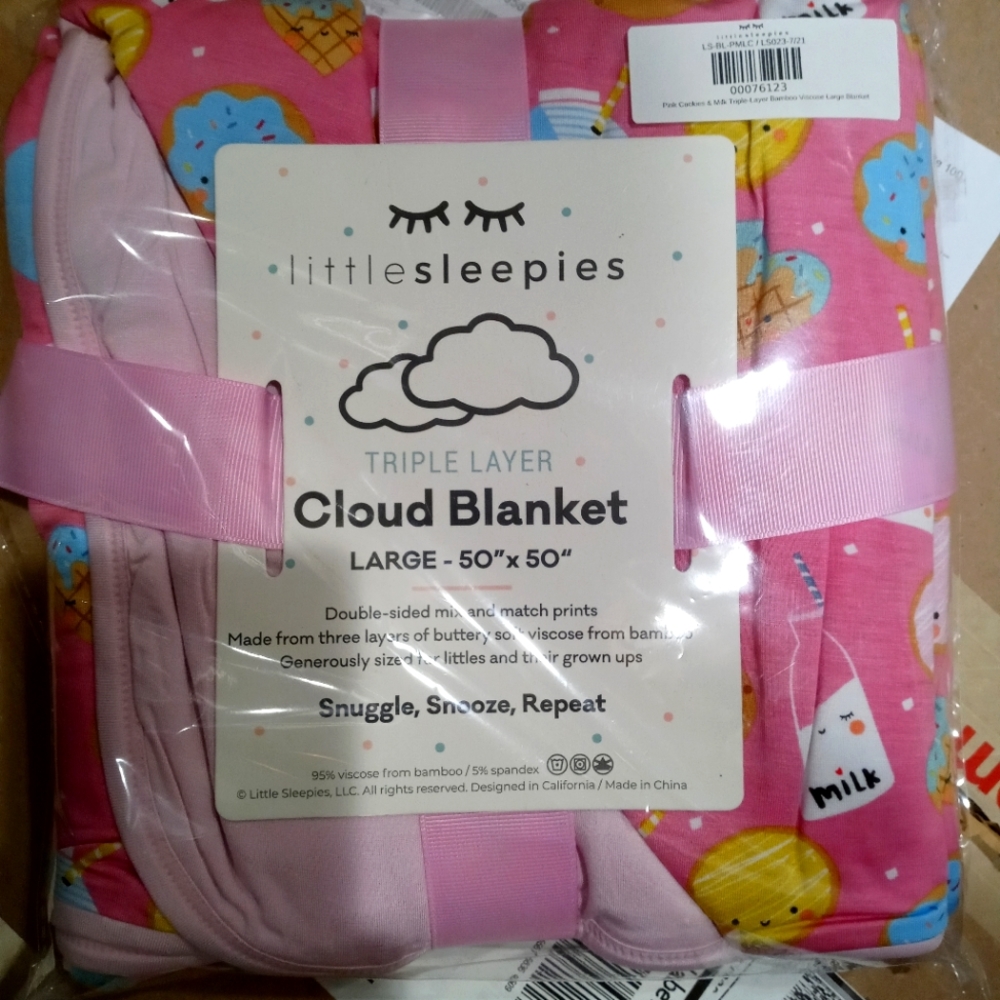 Little Sleepies Pink Cookies and milk cloud blanket NEW